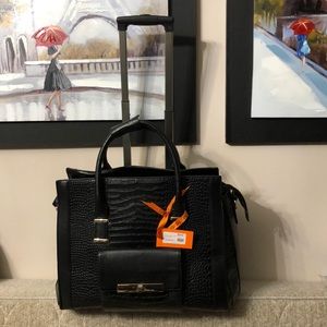 MUSKA INS BLACK ROLLING TRAVEL CROCO BAG ✈️